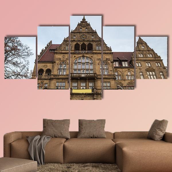 Town Hall Bielefeld In Germany Canvas Wall Art-5 Star-Gallery Wrap-62" x 32"-Tiaracle