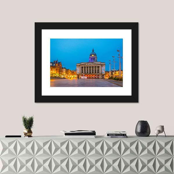 Town Hall In Nottingham Canvas Wall Art-1 Piece-Framed Print-20" x 16"-Tiaracle