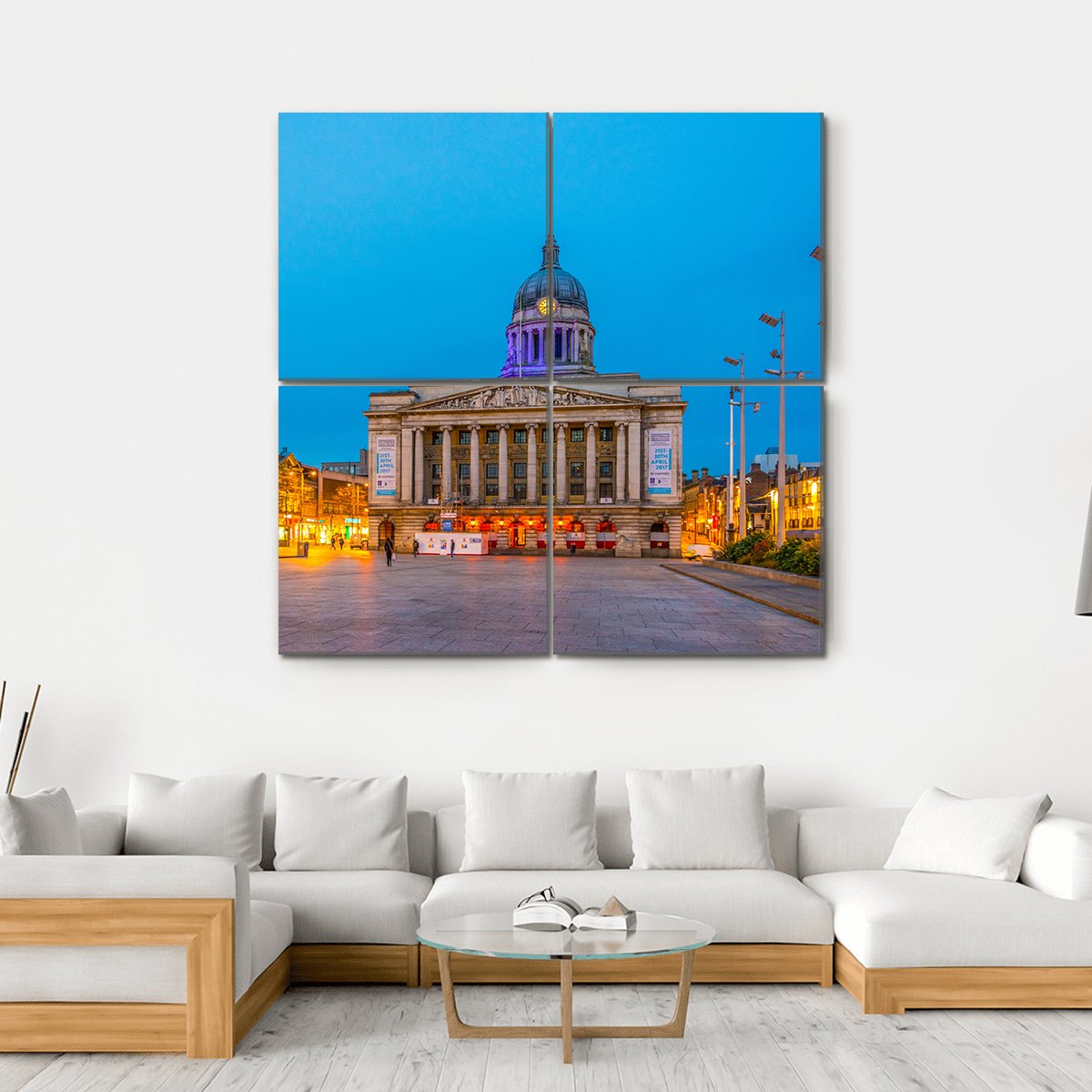 Town Hall In Nottingham Canvas Wall Art-4 Square-Gallery Wrap-17" x 17"-Tiaracle