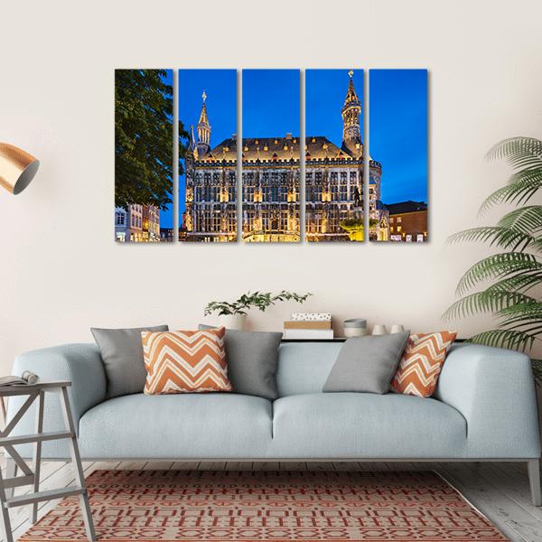 Town Hall Of Aachen Canvas Wall Art-5 Horizontal-Gallery Wrap-22" x 12"-Tiaracle