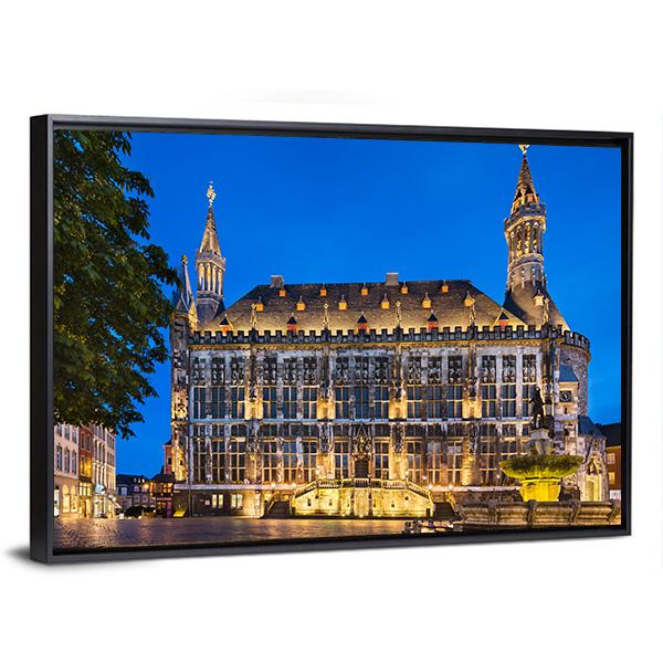 Town Hall Of Aachen Canvas Wall Art-3 Horizontal-Gallery Wrap-25" x 16"-Tiaracle