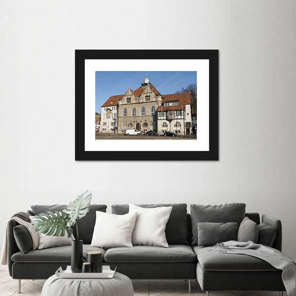 Town Hall Of Bergisch Gladbach Canvas Wall Art-1 Piece-Framed Print-20" x 16"-Tiaracle