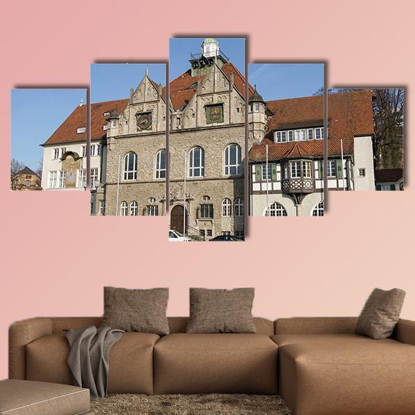 Town Hall Of Bergisch Gladbach Canvas Wall Art-5 Star-Gallery Wrap-62" x 32"-Tiaracle