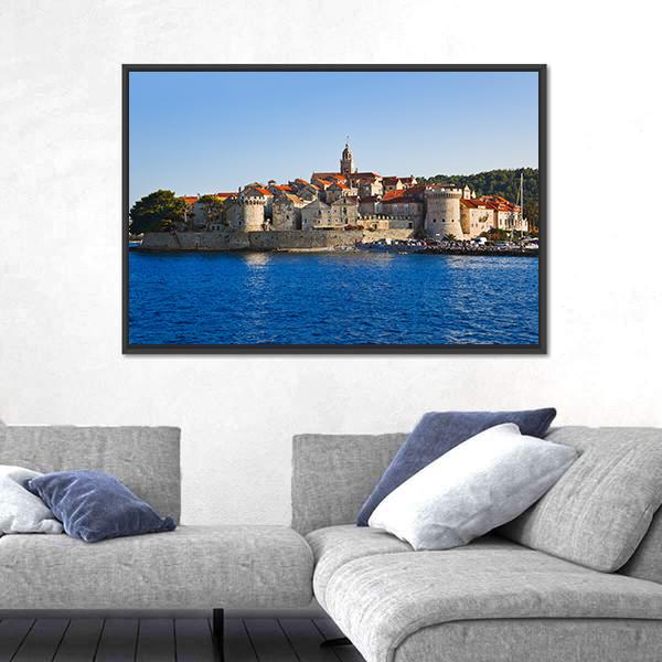 Town Korcula At Croatia Canvas Wall Art-3 Horizontal-Gallery Wrap-25" x 16"-Tiaracle
