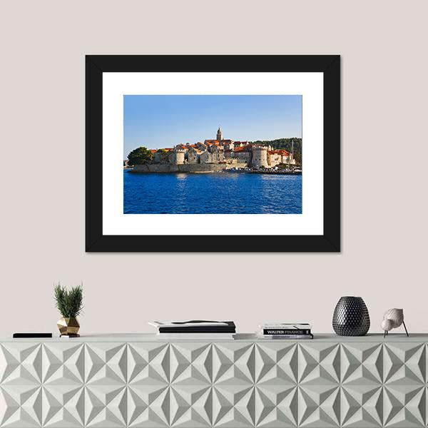 Town Korcula At Croatia Canvas Wall Art-1 Piece-Framed Print-20" x 16"-Tiaracle