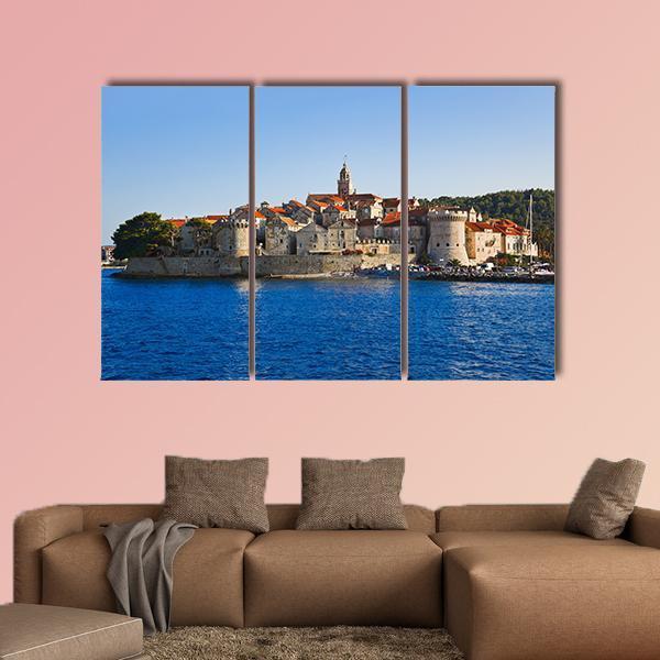 Town Korcula At Croatia Canvas Wall Art-3 Horizontal-Gallery Wrap-25" x 16"-Tiaracle