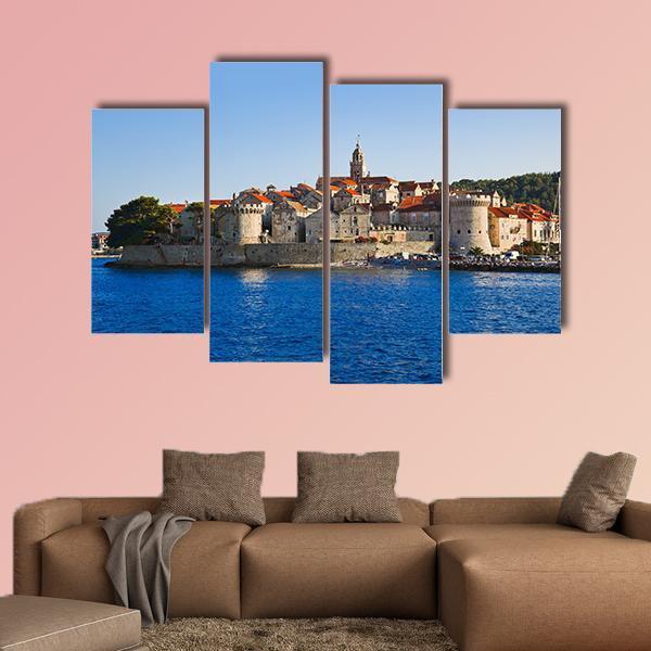 Town Korcula At Croatia Canvas Wall Art-4 Pop-Gallery Wrap-50" x 32"-Tiaracle