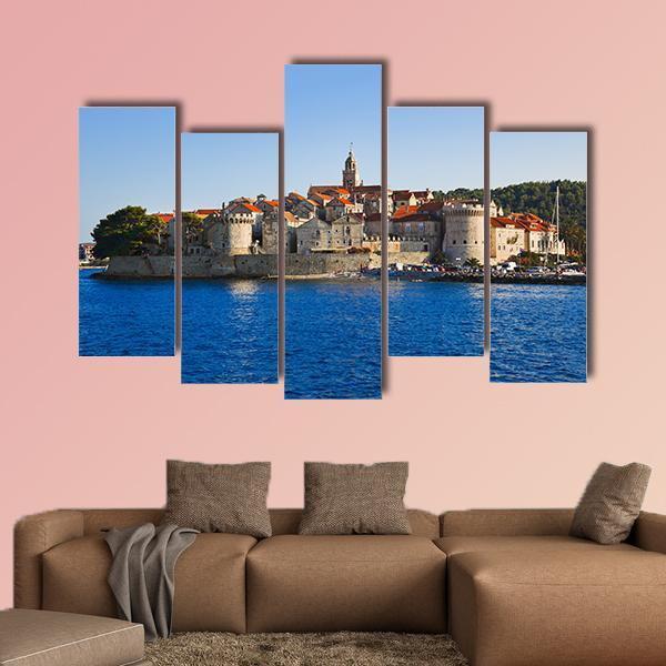 Town Korcula At Croatia Canvas Wall Art-5 Pop-Gallery Wrap-47" x 32"-Tiaracle