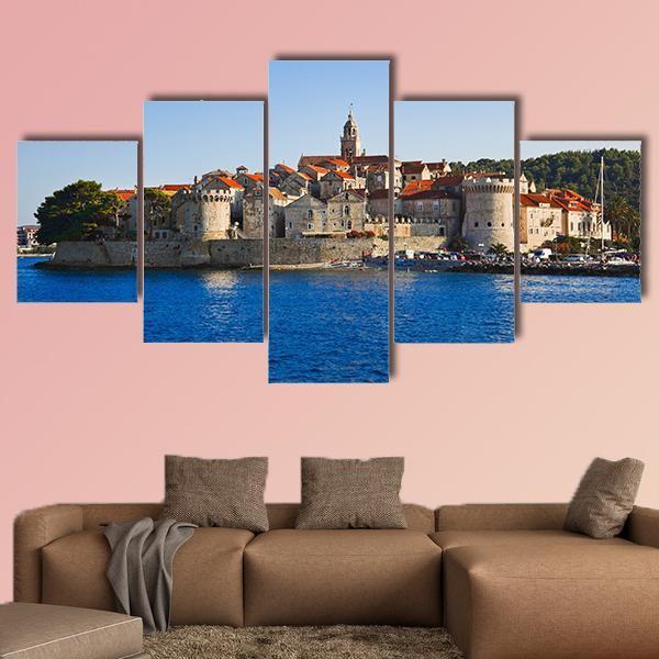 Town Korcula At Croatia Canvas Wall Art-5 Star-Gallery Wrap-62" x 32"-Tiaracle
