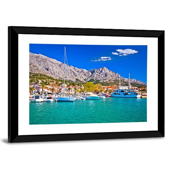 Town Of Baska Voda Waterfront View Canvas Wall Art-3 Horizontal-Gallery Wrap-25" x 16"-Tiaracle