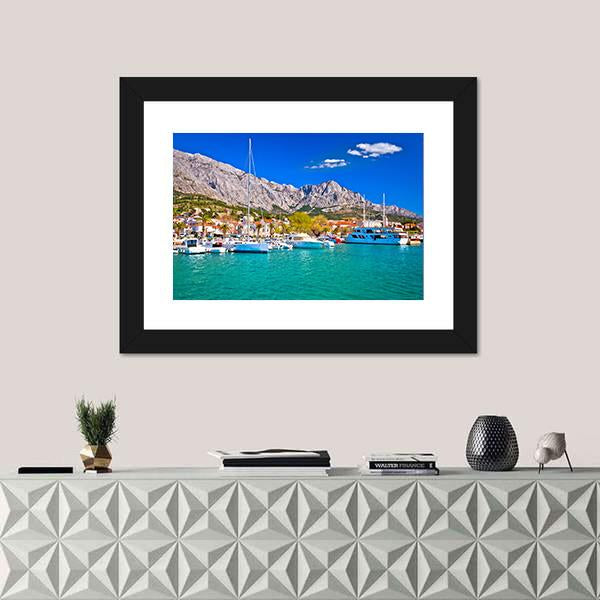 Town Of Baska Voda Waterfront View Canvas Wall Art-3 Horizontal-Gallery Wrap-25" x 16"-Tiaracle