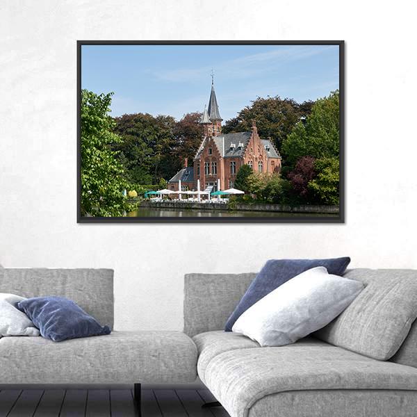 Town Of Bruges In Belgium Canvas Wall Art-1 Piece-Floating Frame-24" x 16"-Tiaracle