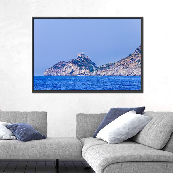 Town Of Conca Dei Marini On Amalfi Coast Canvas Wall Art-1 Piece-Floating Frame-24" x 16"-Tiaracle