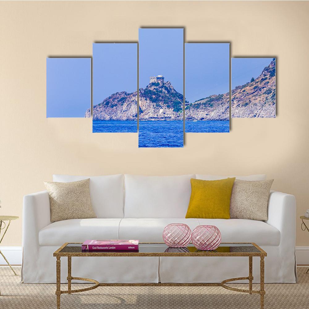 Town Of Conca Dei Marini On Amalfi Coast Canvas Wall Art-5 Star-Gallery Wrap-62" x 32"-Tiaracle
