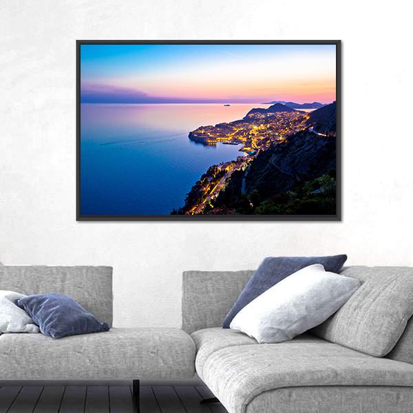 Town of Dubrovnik Canvas Wall Art-1 Piece-Floating Frame-24" x 16"-Tiaracle
