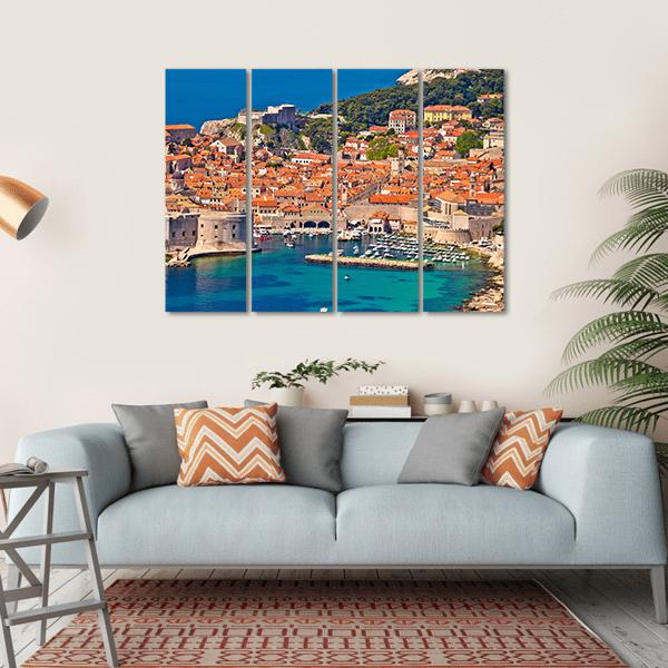 Town Of Dubrovnik Harbor View Canvas Wall Art-4 Horizontal-Gallery Wrap-34" x 24"-Tiaracle