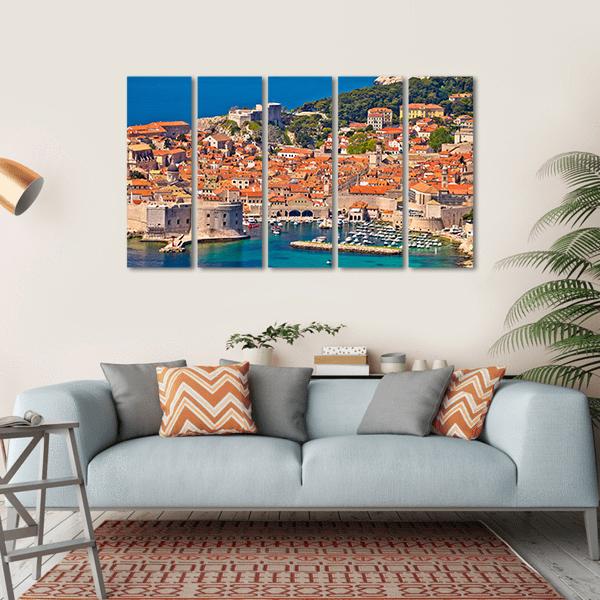 Town Of Dubrovnik Harbor View Canvas Wall Art-5 Horizontal-Gallery Wrap-22" x 12"-Tiaracle
