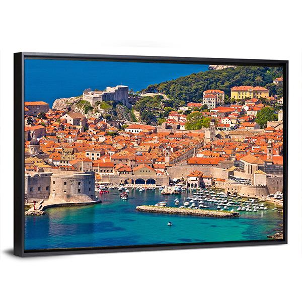 Town Of Dubrovnik Harbor View Canvas Wall Art-3 Horizontal-Gallery Wrap-25" x 16"-Tiaracle
