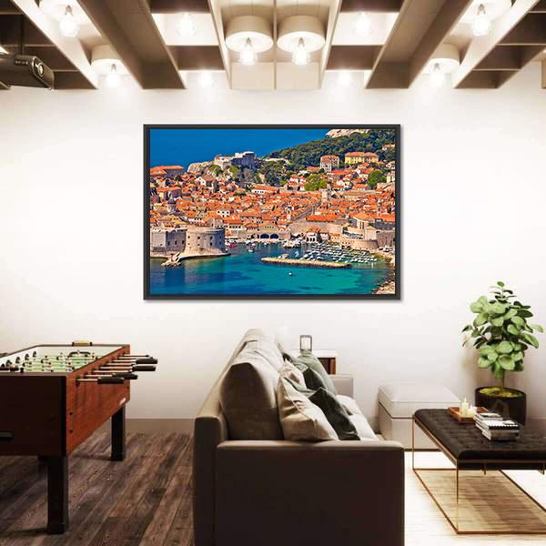 Town Of Dubrovnik Harbor View Canvas Wall Art-3 Horizontal-Gallery Wrap-25" x 16"-Tiaracle