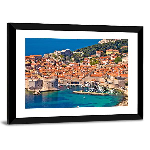 Town Of Dubrovnik Harbor View Canvas Wall Art-3 Horizontal-Gallery Wrap-25" x 16"-Tiaracle