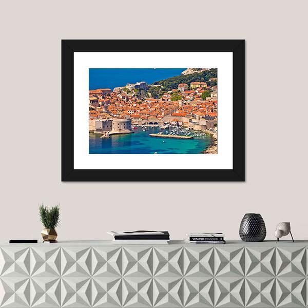 Town Of Dubrovnik Harbor View Canvas Wall Art-3 Horizontal-Gallery Wrap-25" x 16"-Tiaracle