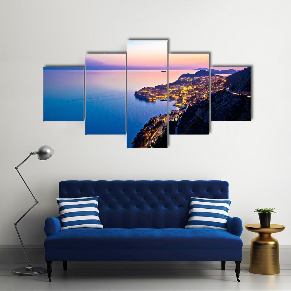 Town of Dubrovnik Canvas Wall Art-5 Star-Gallery Wrap-62" x 32"-Tiaracle