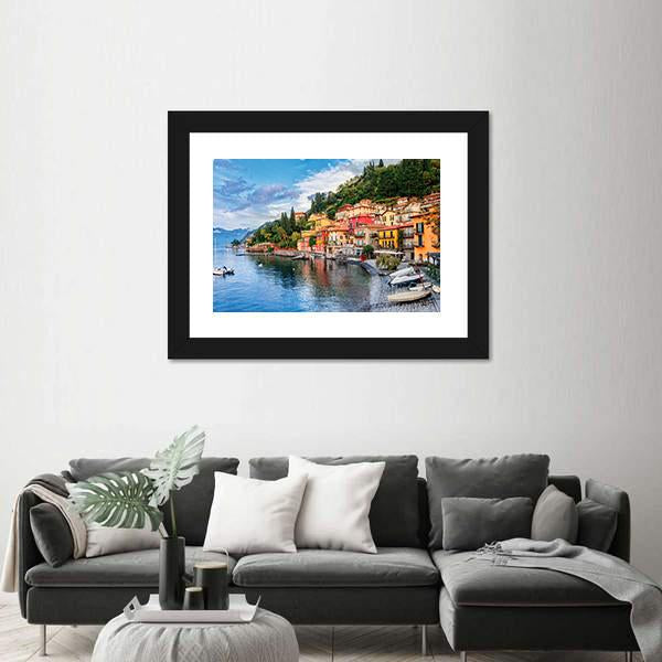 Town Of Menaggio On Lake Como Milan Italy Canvas Wall Art-1 Piece-Framed Print-20" x 16"-Tiaracle