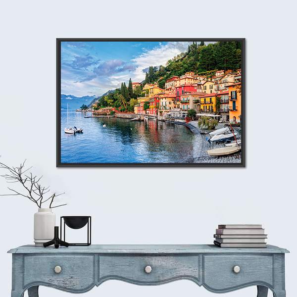 Town Of Menaggio On Lake Como Milan Italy Canvas Wall Art-5 Horizontal-Gallery Wrap-22" x 12"-Tiaracle