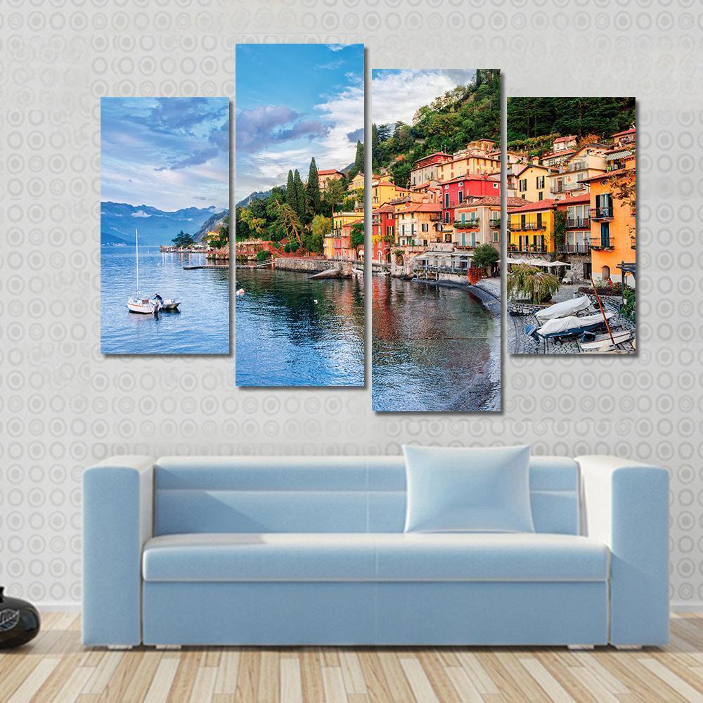Town Of Menaggio On Lake Como Milan Italy Canvas Wall Art-4 Pop-Gallery Wrap-50&quot; x 32&quot;-Tiaracle