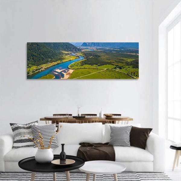 Town Of Puerto Aysen In Chile Panoramic Canvas Wall Art-1 Piece-36" x 12"-Tiaracle