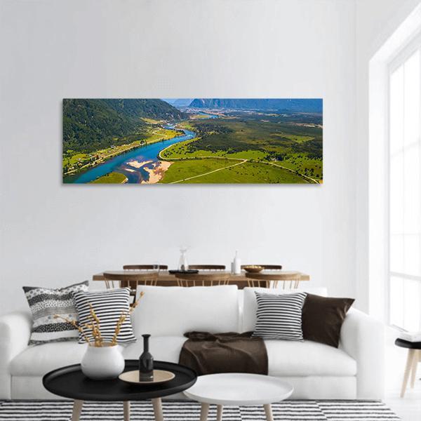 Town Of Puerto Aysen In Chile Panoramic Canvas Wall Art-3 Piece-25" x 08"-Tiaracle