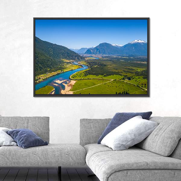 Town Of Puerto Aysen In Chile Panoramic Canvas Wall Art-1 Piece-36" x 12"-Tiaracle