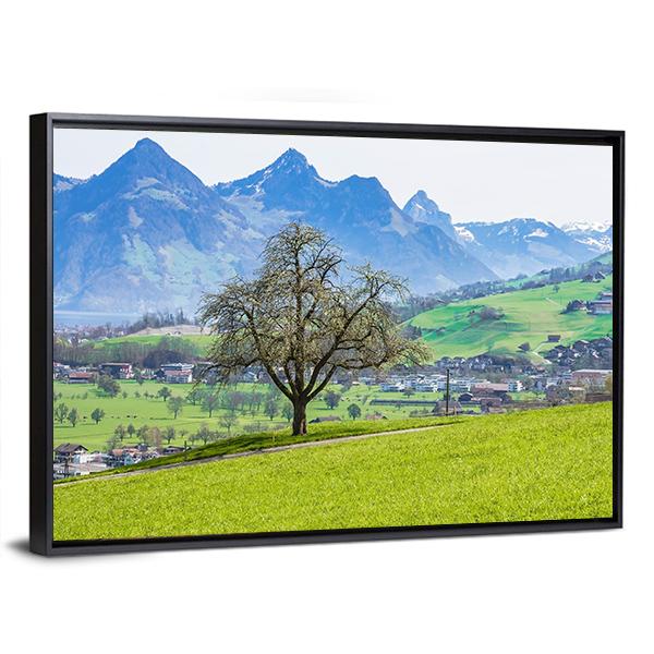 Town Of Stans With Mt Stanserhorn Canvas Wall Art-3 Horizontal-Gallery Wrap-25" x 16"-Tiaracle