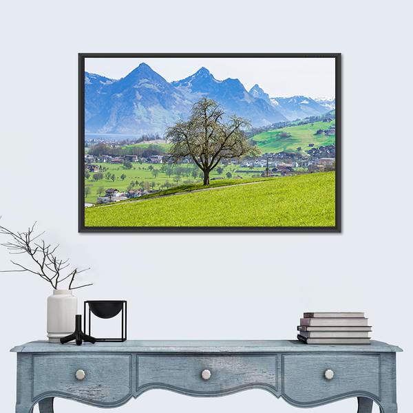 Town Of Stans With Mt Stanserhorn Canvas Wall Art-3 Horizontal-Gallery Wrap-25" x 16"-Tiaracle