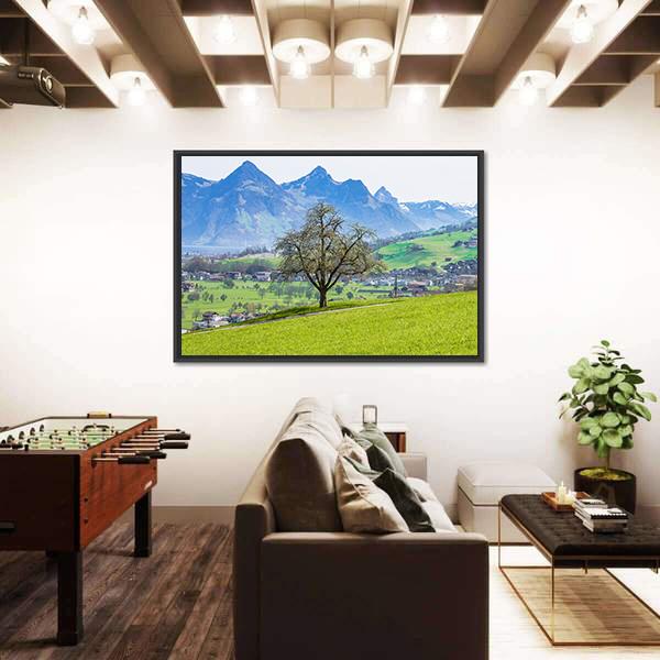 Town Of Stans With Mt Stanserhorn Canvas Wall Art-3 Horizontal-Gallery Wrap-25" x 16"-Tiaracle