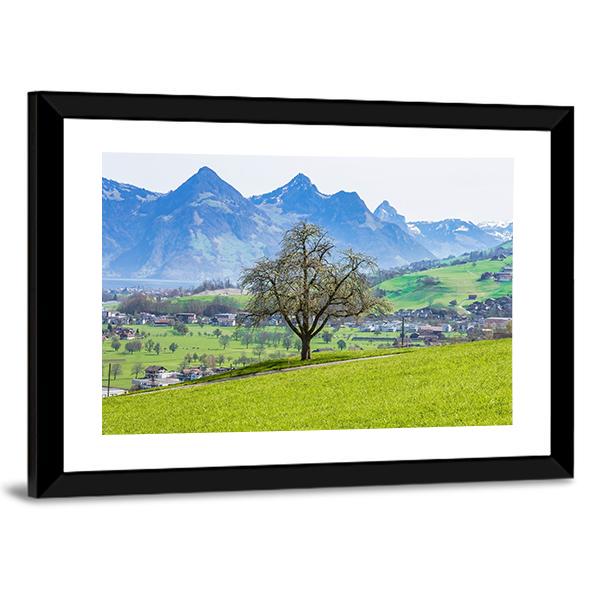 Town Of Stans With Mt Stanserhorn Canvas Wall Art-3 Horizontal-Gallery Wrap-25" x 16"-Tiaracle