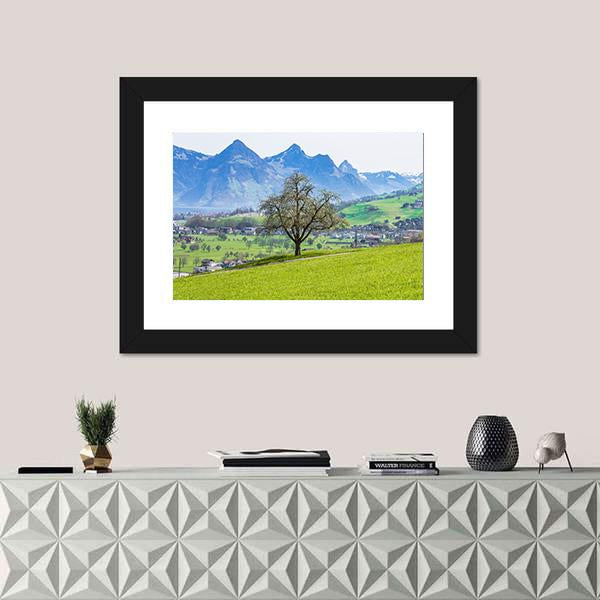 Town Of Stans With Mt Stanserhorn Canvas Wall Art-3 Horizontal-Gallery Wrap-25" x 16"-Tiaracle