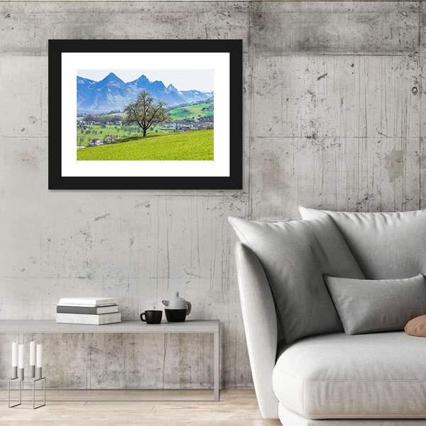 Town Of Stans With Mt Stanserhorn Canvas Wall Art-3 Horizontal-Gallery Wrap-25" x 16"-Tiaracle