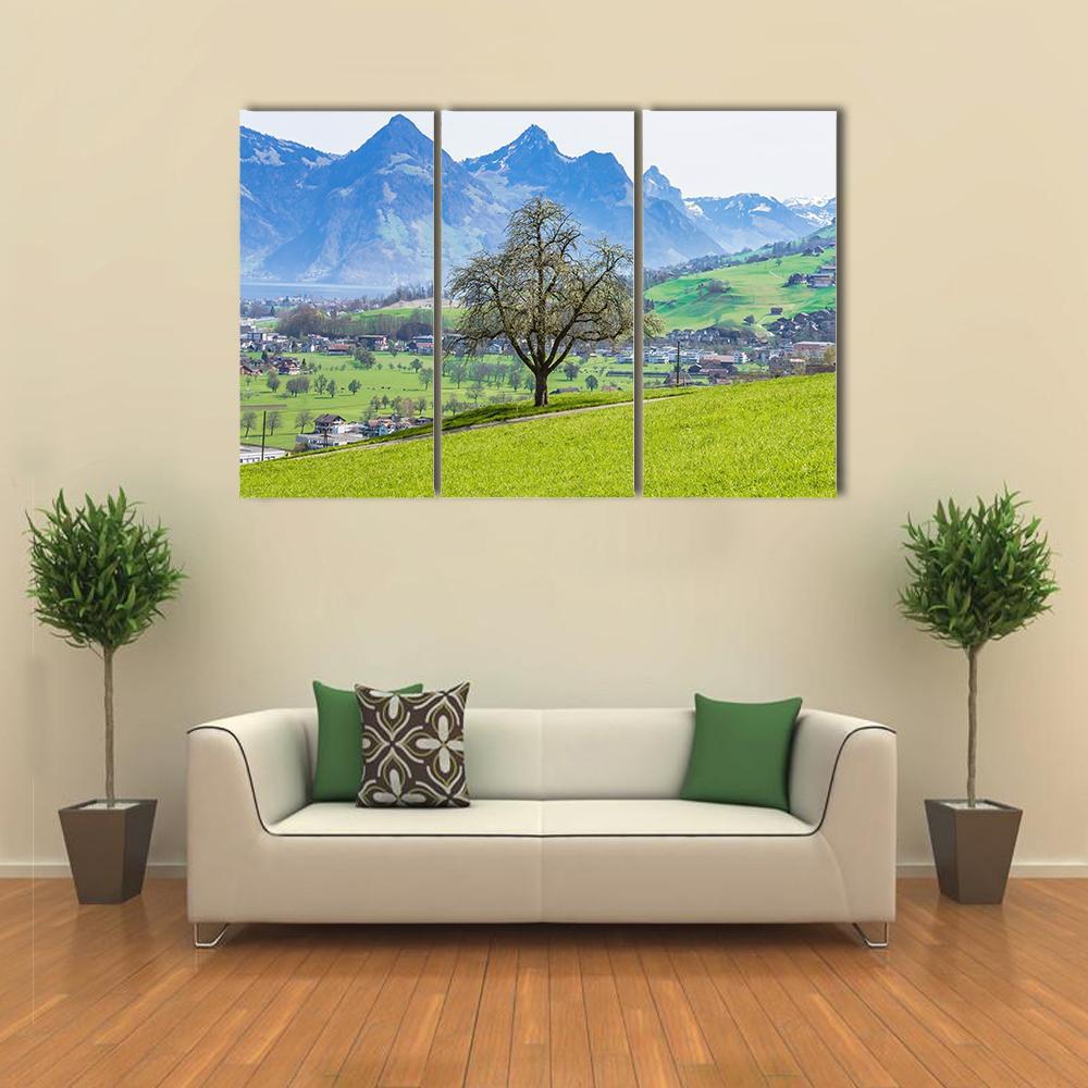 Town Of Stans With Mt Stanserhorn Canvas Wall Art-3 Horizontal-Gallery Wrap-37" x 24"-Tiaracle