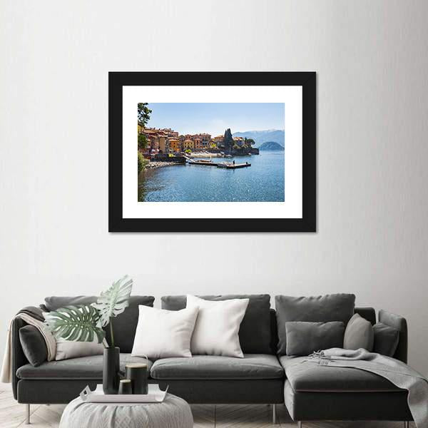 Town Of Varenna On Lake Como In Milan Italy Canvas Wall Art-1 Piece-Framed Print-20" x 16"-Tiaracle