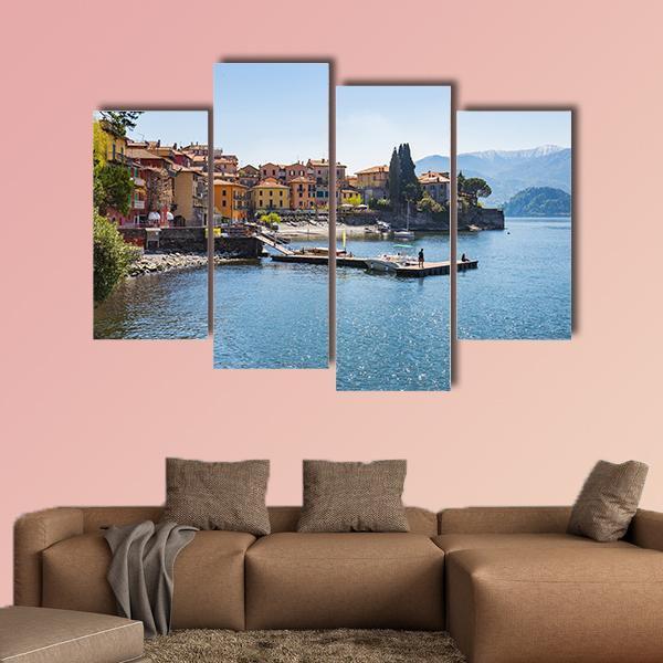 Town Of Varenna On Lake Como In Milan Italy Canvas Wall Art-4 Pop-Gallery Wrap-50" x 32"-Tiaracle