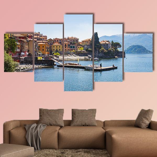 Town Of Varenna On Lake Como In Milan Italy Canvas Wall Art-5 Star-Gallery Wrap-62" x 32"-Tiaracle