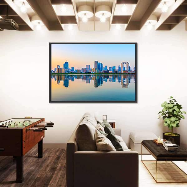 Townscape Of Osaka Canvas Wall Art-3 Horizontal-Gallery Wrap-25" x 16"-Tiaracle
