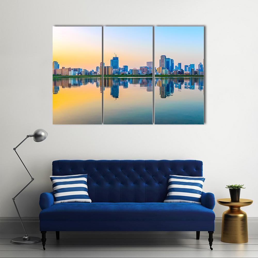 Townscape Of Osaka Canvas Wall Art-3 Horizontal-Gallery Wrap-37" x 24"-Tiaracle