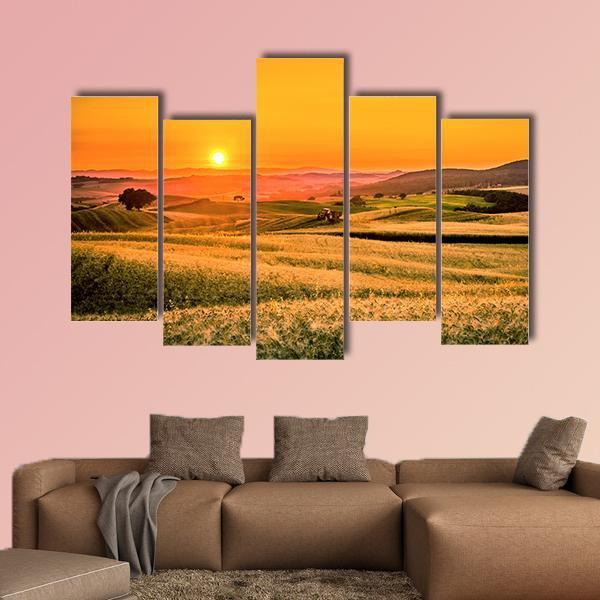 Tractor In Fields Canvas Wall Art-5 Pop-Gallery Wrap-47" x 32"-Tiaracle