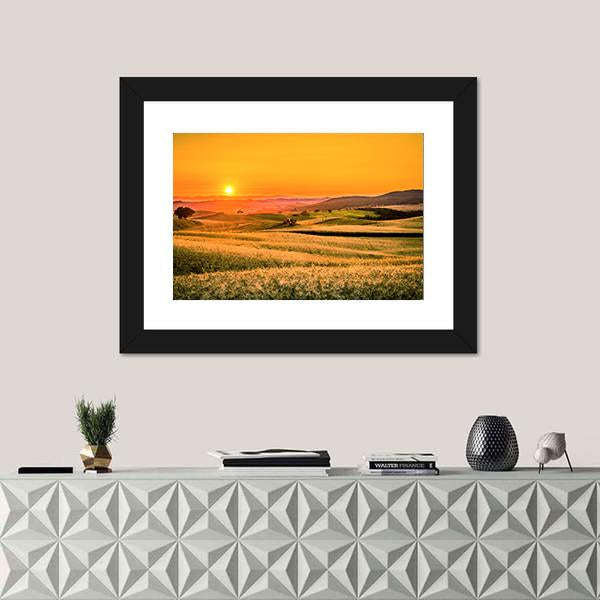 Tractor In Fields Panoramic Canvas Wall Art-1 Piece-36" x 12"-Tiaracle