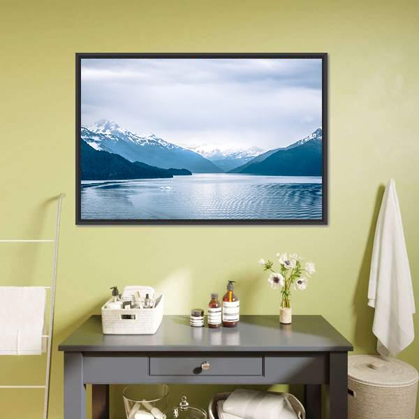 Tracy Arm Fjord Canvas Wall Art-1 Piece-Floating Frame-24" x 16"-Tiaracle