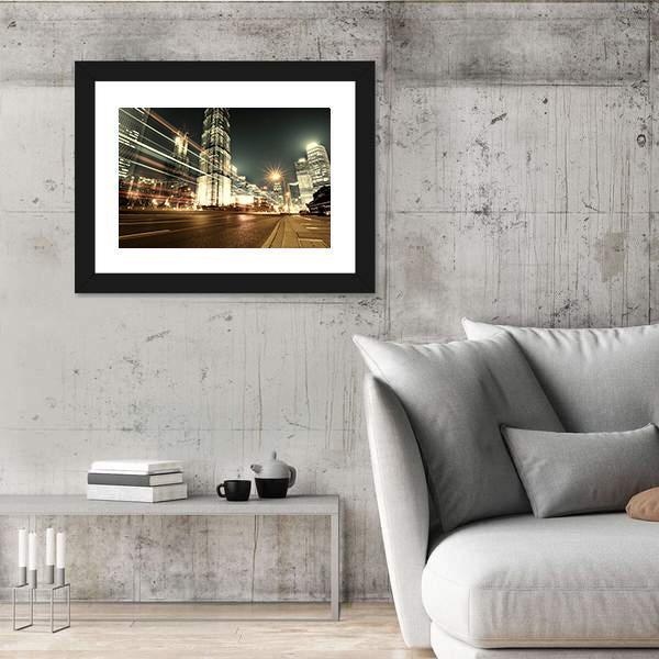 Trade Zone Of The Modern City Night Shanghai Canvas Wall Art-3 Horizontal-Gallery Wrap-25" x 16"-Tiaracle