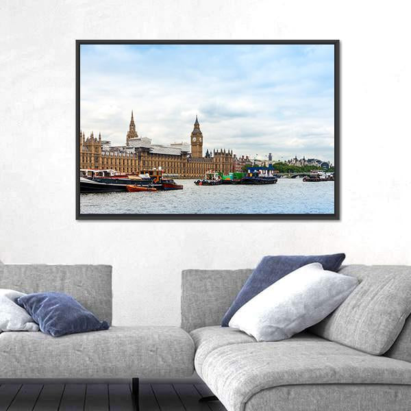 Traditional Big Ben In London Panoramic Canvas Wall Art-1 Piece-36" x 12"-Tiaracle