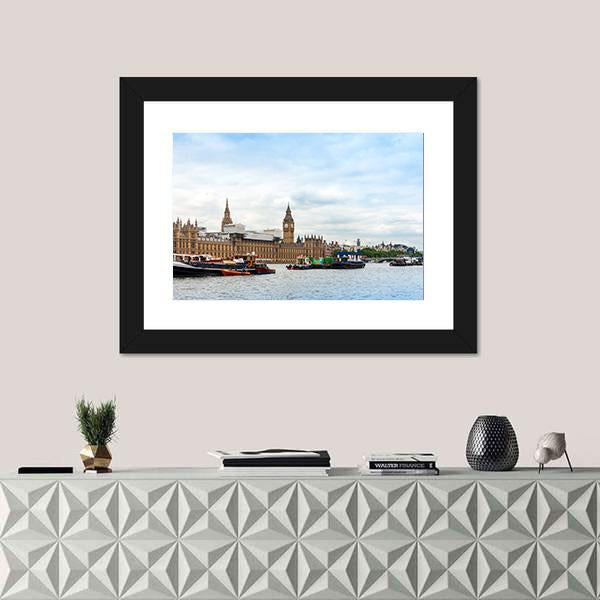 Traditional Big Ben In London Panoramic Canvas Wall Art-1 Piece-36" x 12"-Tiaracle